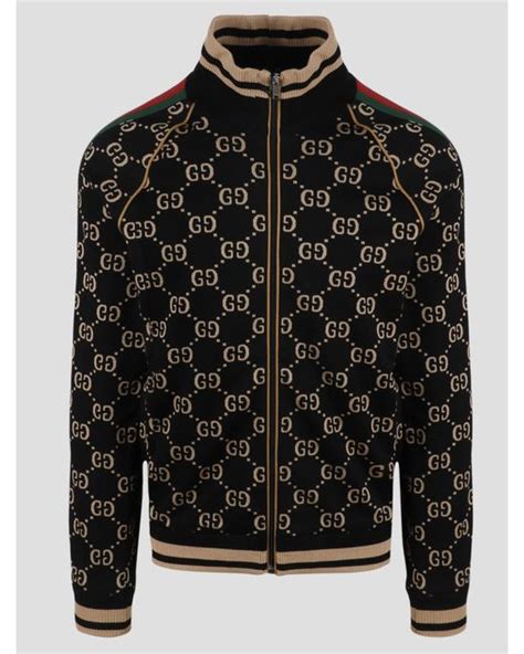 gucci logo blakc track jacket|gucci gg mix track jacket.